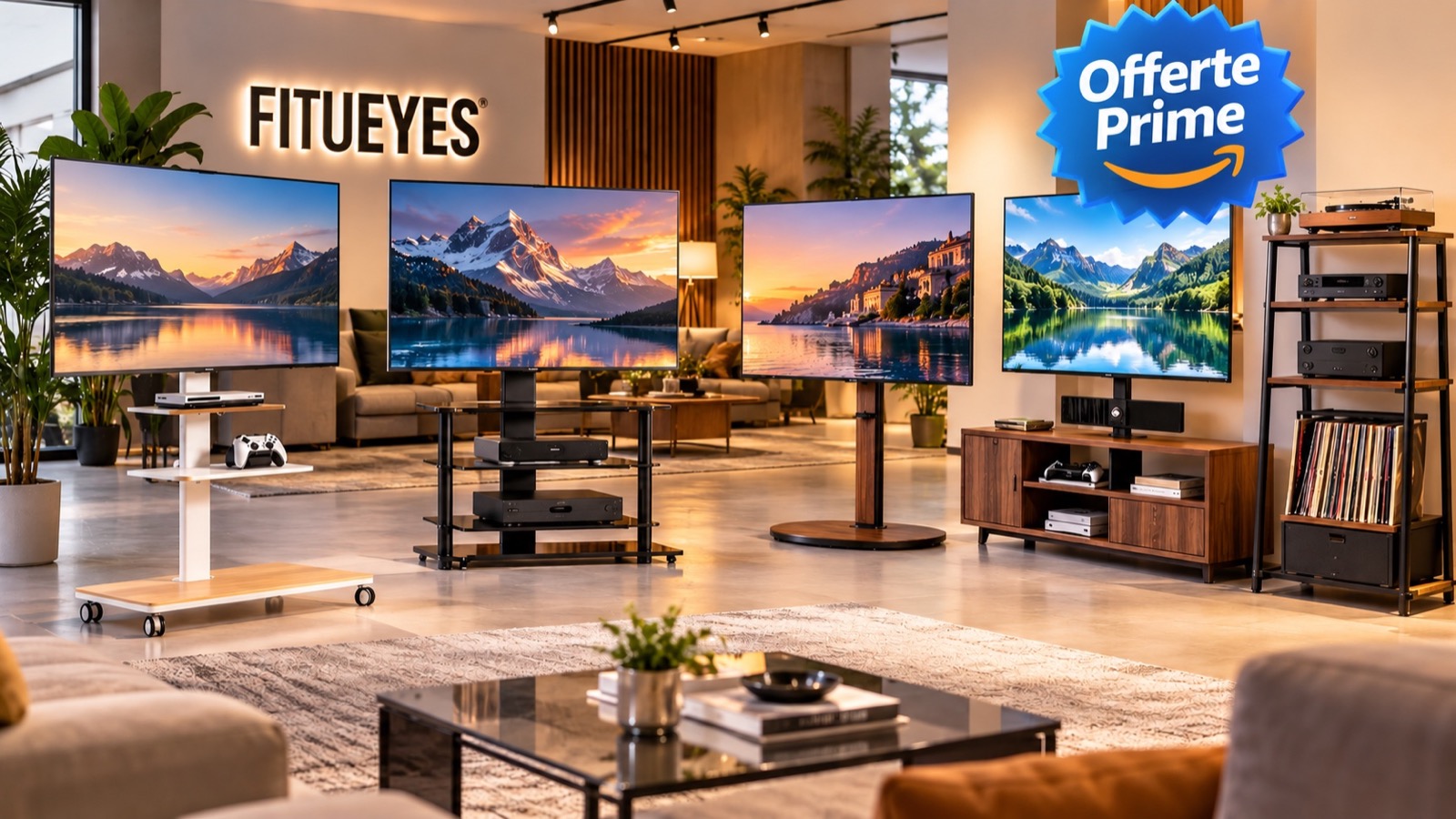 FITUEYES in offerta per la Festa Prime: 12 supporti TV, Hi-Fi e mobili da vedere