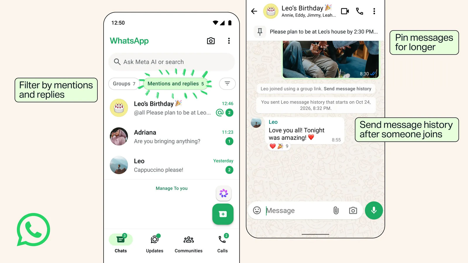 WhatsApp, le nuove funzioni per trovare i messaggi importanti nei gruppi WhatsApp con il nuovo filtro per trovare risposte e messaggi rivolti direttamente all'utente nei gruppi