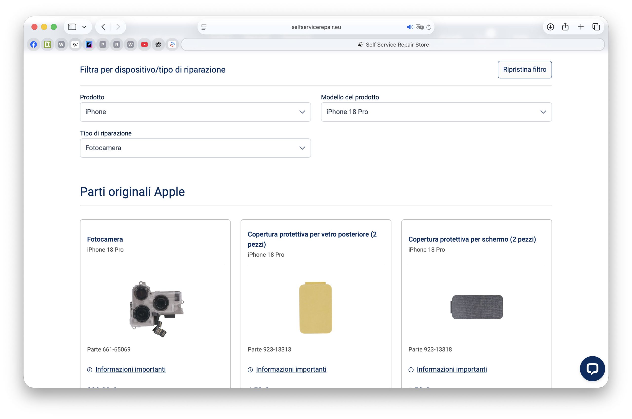 Ricambi originali Apple per iPhone 18 Pro nel programma Self Service Repair Catalogo dei ricambi per iPhone 18 Pro nello store Self Service Repair di Apple