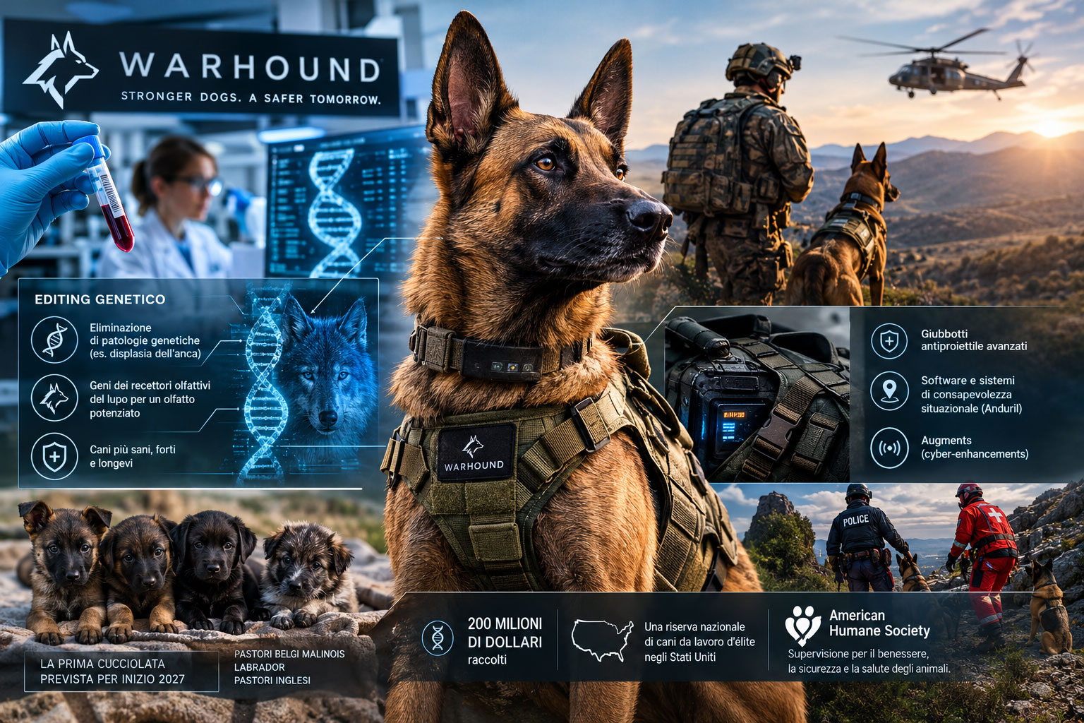 Warhound, genetica ed equipaggiamento tecnologico per i cani da lavoro - macitynet.it Immagine di accompagnamento al progetto Warhound per cani da lavoro geneticamente modificati