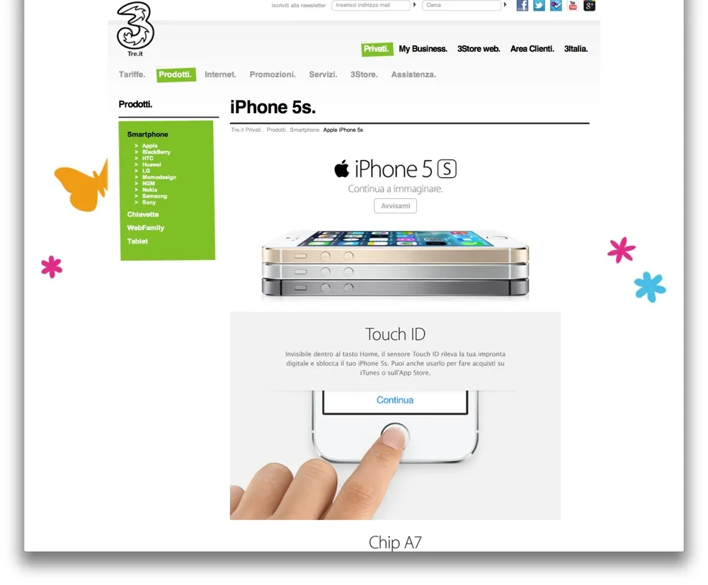 iPhone 5s e iPhone 5c h3g italia