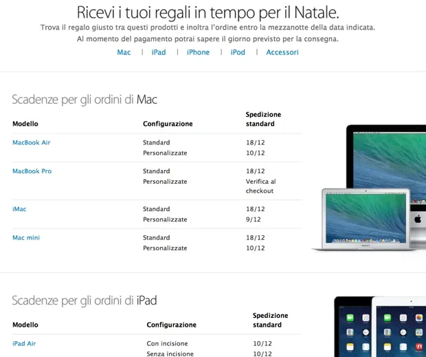 apple store online regali natale 2013 date