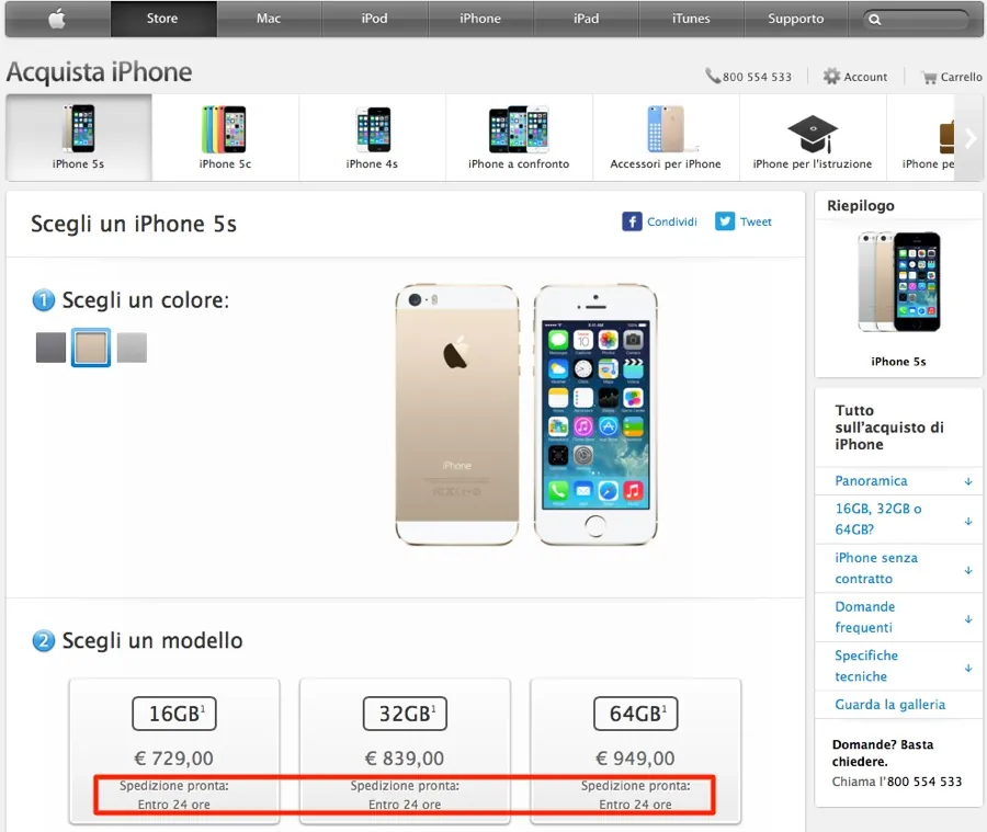 iphone 5s ok spedizione 24 ore 900