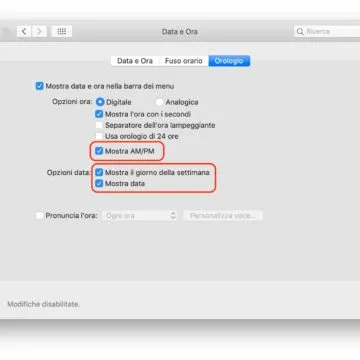 Orologio su Mac: come personalizzarlo con Sole, Luna e giorno della settimana