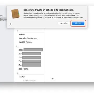 Eliminare contatti doppi su iPhone (e Mac) senza alcun software