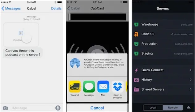 Esempio Transmit su iOS