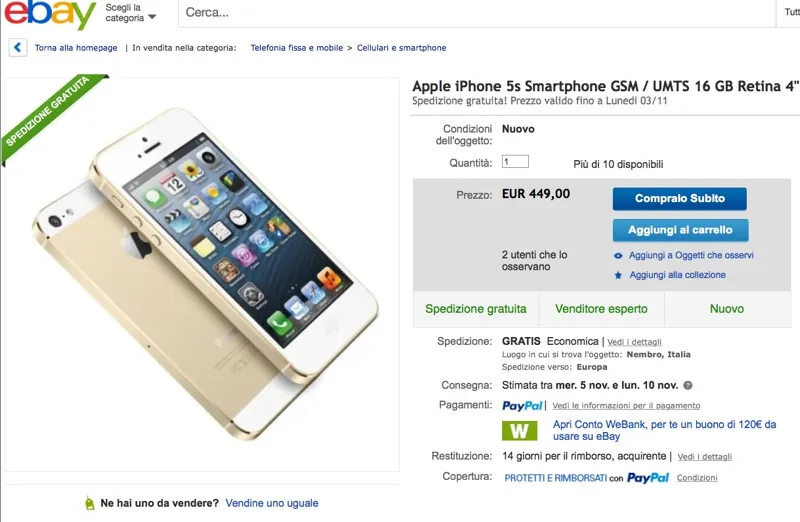iphone 5s 16 gb nuovo ebay 800