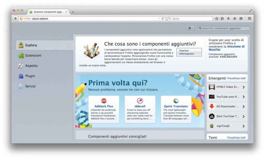 Componenti aggiuntivi <firefox