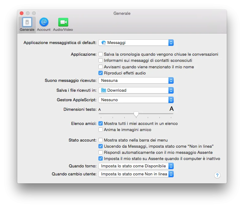 silenziare messaggi su mac