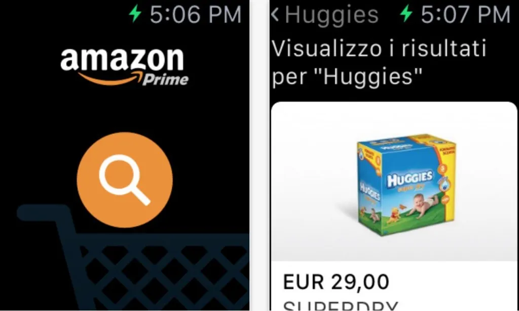 screenshot delle applicazioni per Apple Watch
