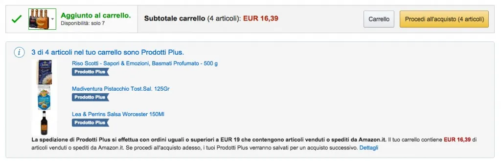 carrello amazon alimentari
