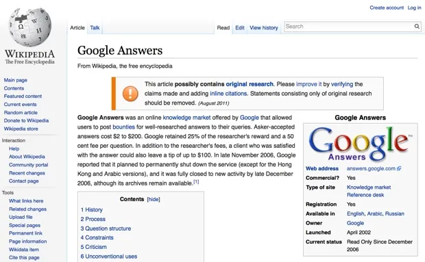wikipedia google answers 620