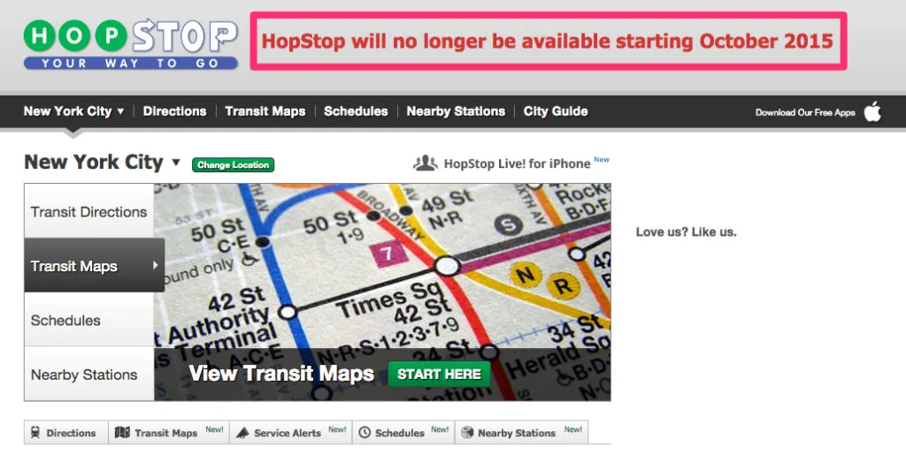 hopstop annuncia chiusura ottobre 2015