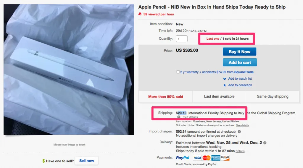 apple pencil su ebay a 400 euro