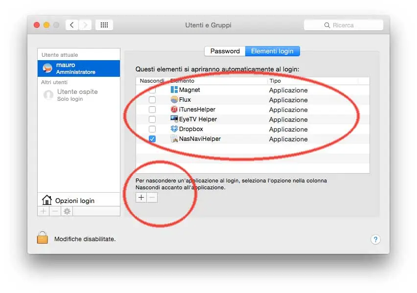 Velocizzare il Mac, cosa controllare quando il Mac sembra lento Rimuovere elementi login