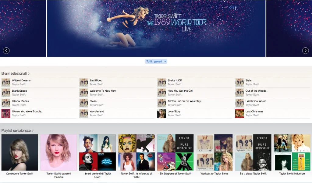 1989 World Tour Taylor Swift su Apple Music