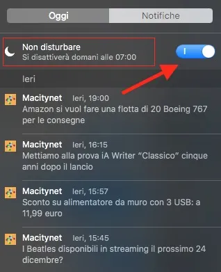 disattivare notifiche OS X El Capitan