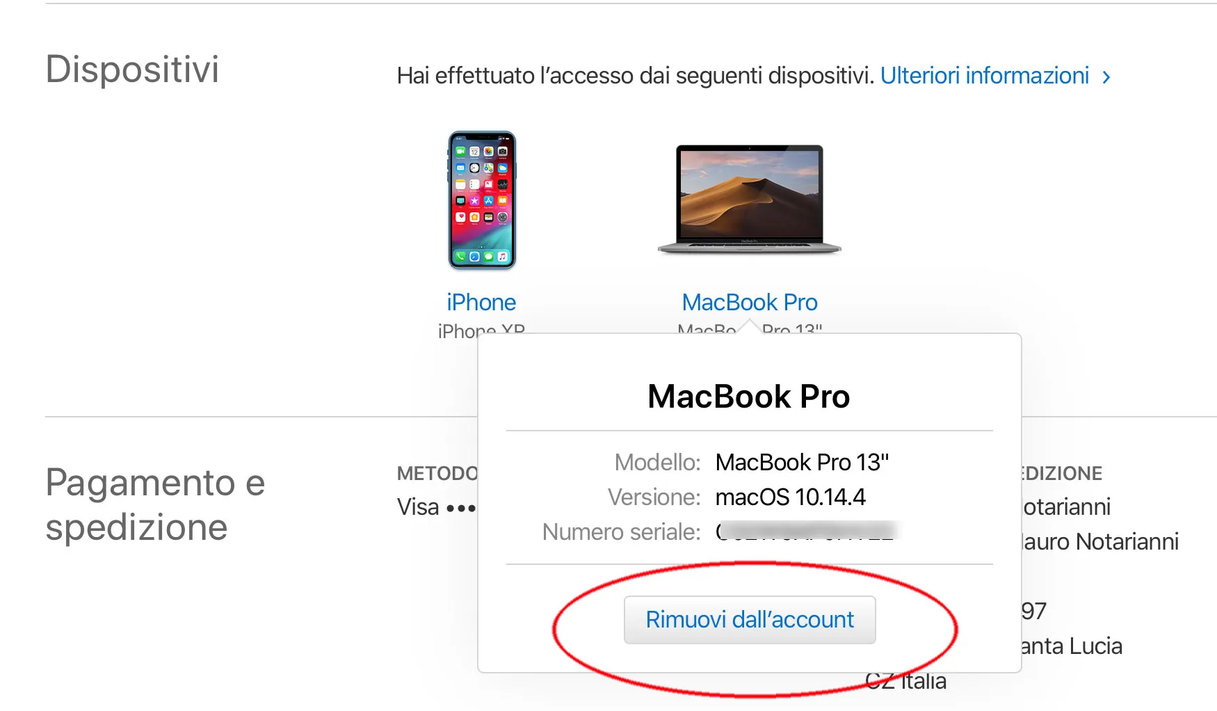 Cosa fare prima di vendere il vecchio Mac e passare al nuovo Rimuovi account