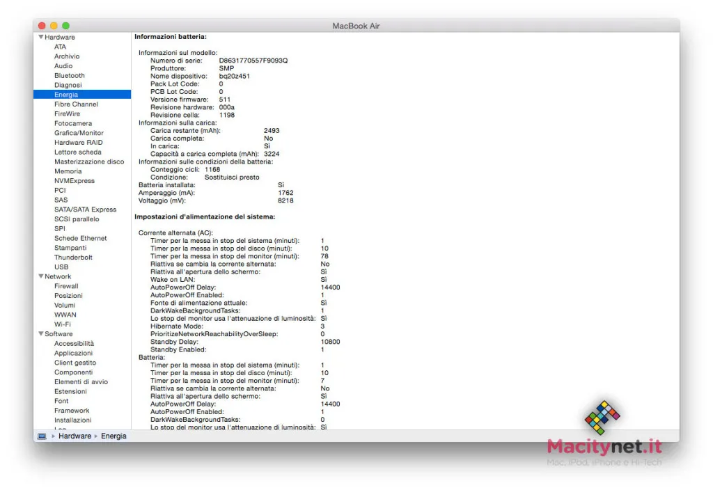 Informazioni batteria