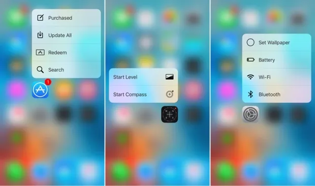 ios 9.3 scorciatoie 3D Touch