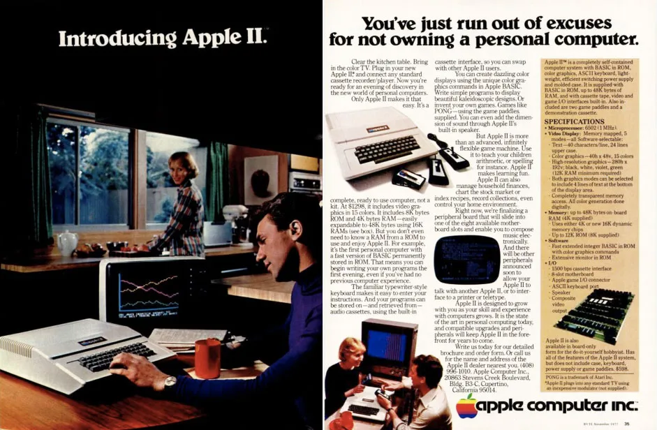 La prima pubblicità dell'Apple II