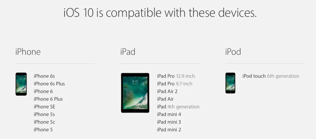 ufficiale compatibilità con iOS 10