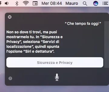 Per alcune funzioni di Siri, è necessario spuntare specifiche opzioni nella sezione Sicurezza e Privacy