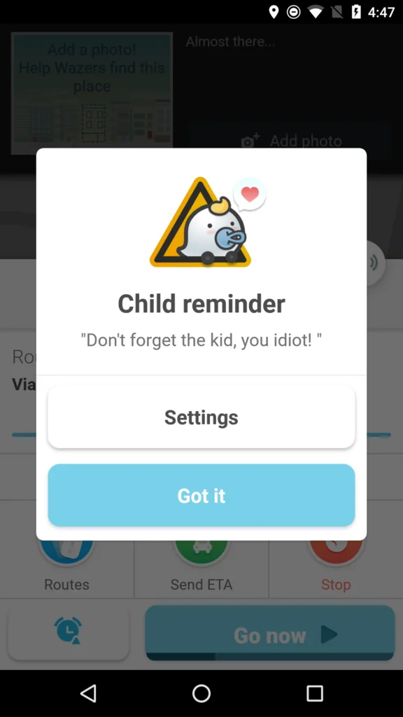 waze non dimenticare bimbo in auto