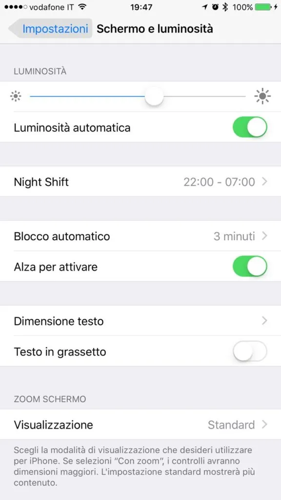 disattivare alza per attivare