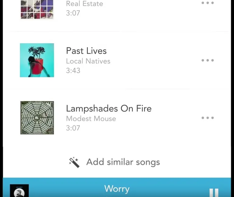 interfaccia di pandorma premium per l'aggiunta automatica di brani nelle playlist