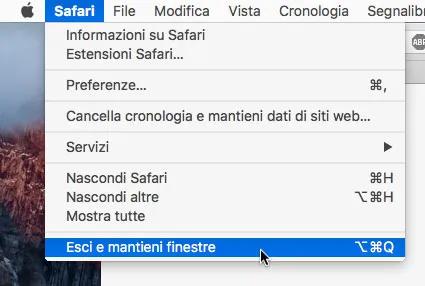 Esci e mantieni finestre aperte