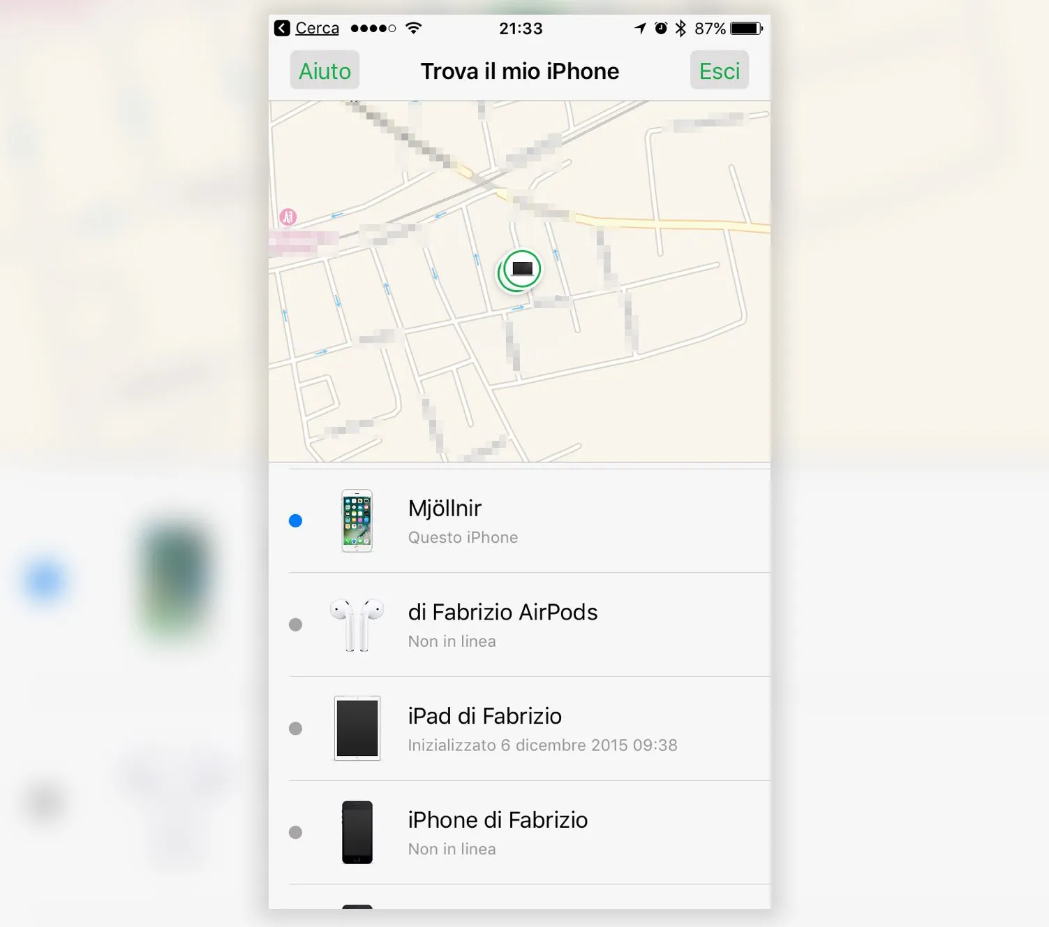 Trova i miei AirPods