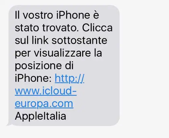 Un tentativo di phishing tramite messaggi. Il sito in questione NON ha nulla a che fare con Apple.
