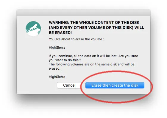 creare chiavetta high sierra