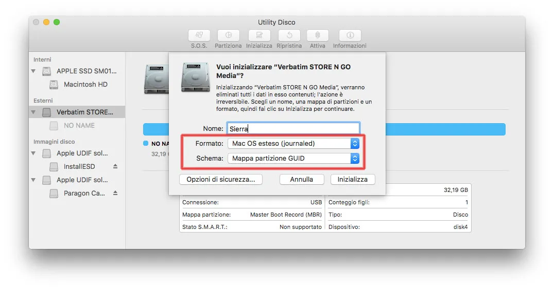 creare chiavetta high sierra