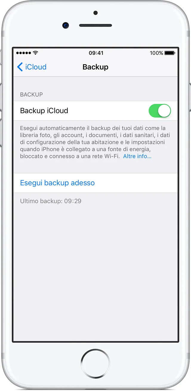 fare il backup di iPhone con iCloud