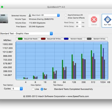 Test di velocità su MacBook Air inizio 2015 con macOS Sierra 10.13 su unità flash APPLE SSD SM0128G (128GB) inizializzata come APFS