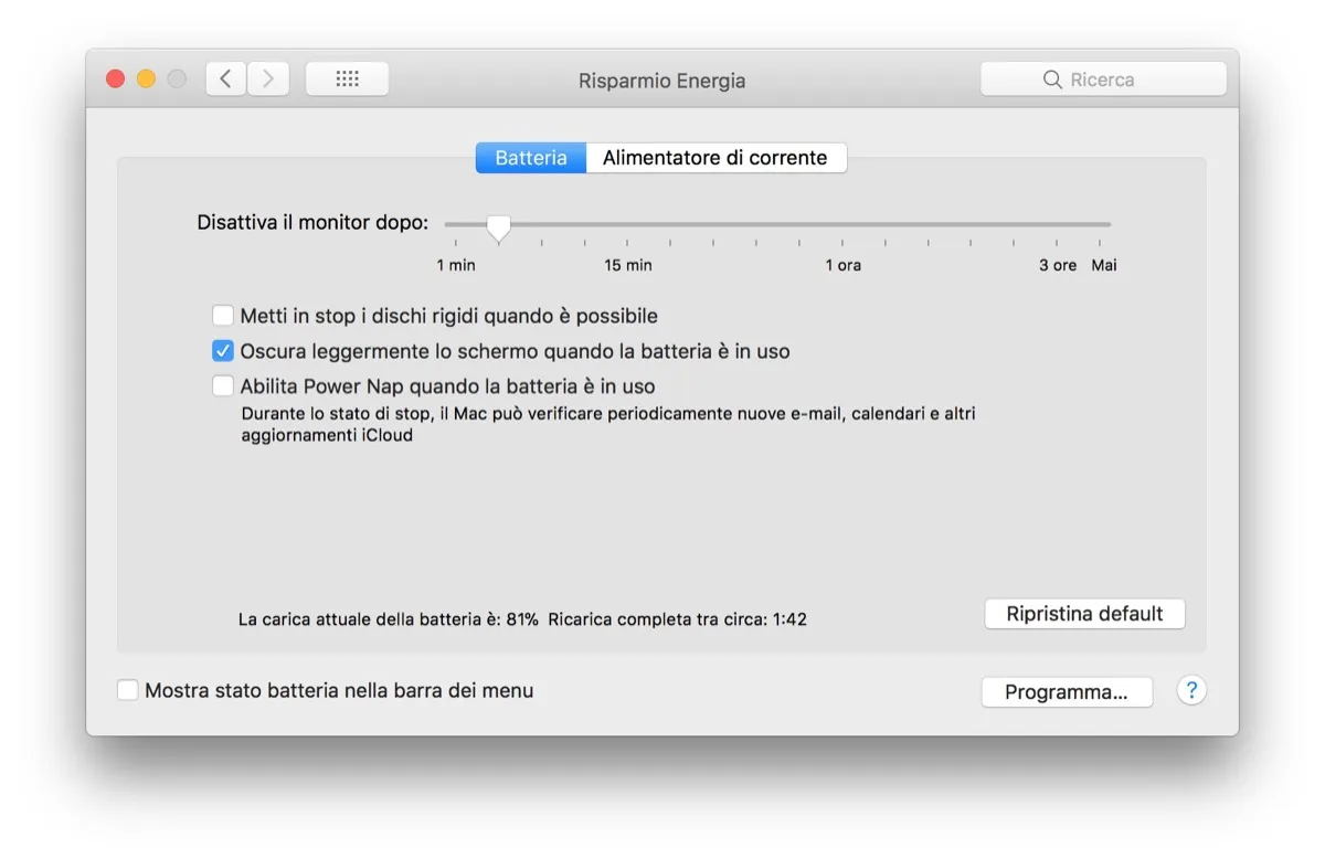 impedire al MacBook di spegnersi