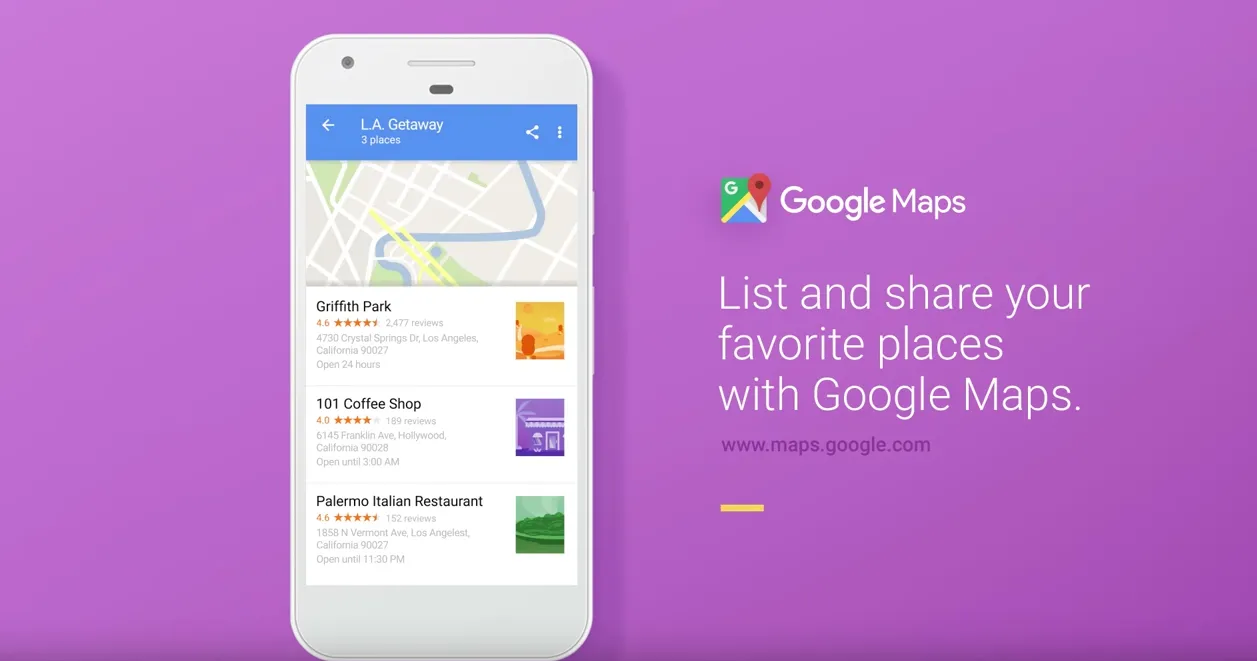 Google Maps permette di creare liste personali di luoghi anche da desktop