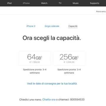 spedizioni iPhone X ita 3-4 sett 2