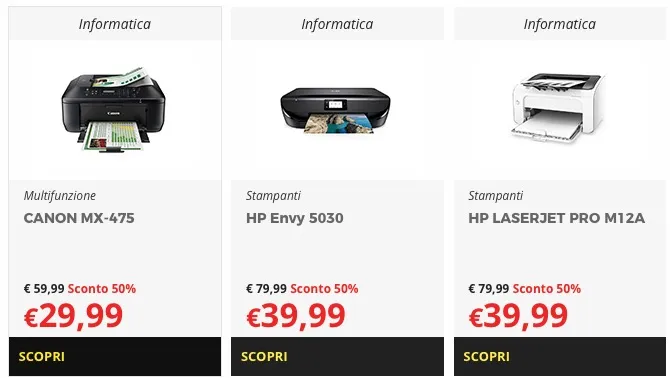 stampanti al 50%