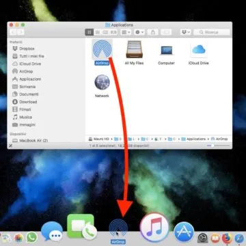 Come aggiungere la scorciatoia ad AirDrop sul dock del Mac