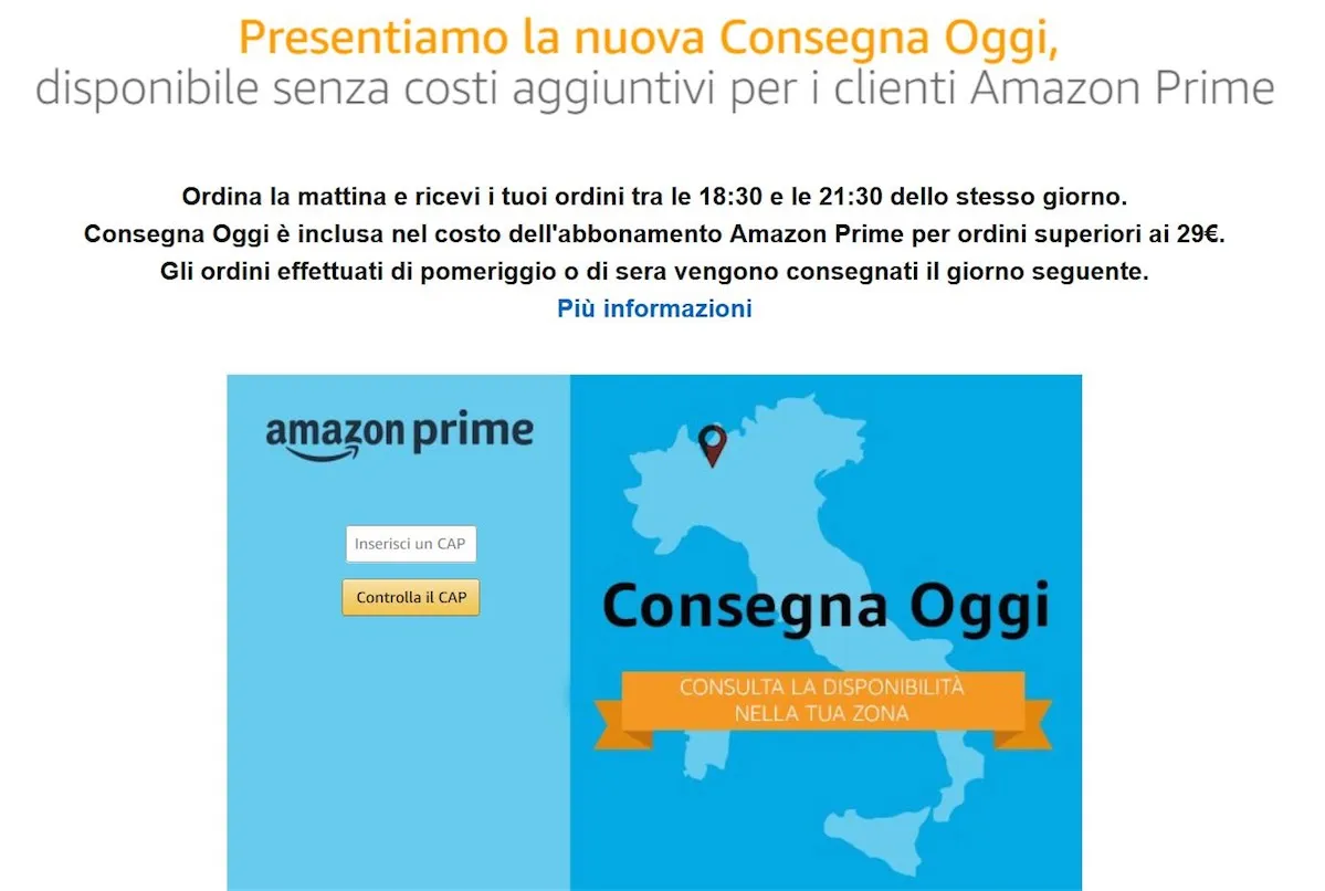 amazon consegna oggi