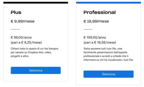 dropbox quanto costa