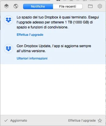 menù dropbox