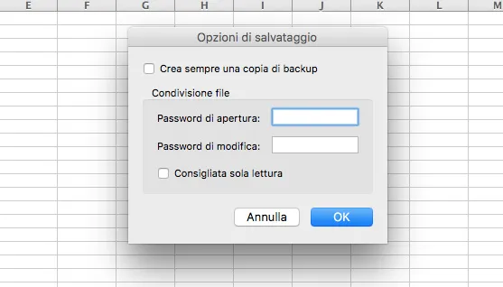 Proteggere file Excel
