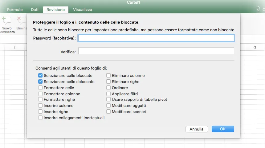 Proteggere file Excel