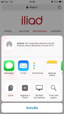App iliad iPhone non c’è, come creare la scorciatoia all’Area Personale