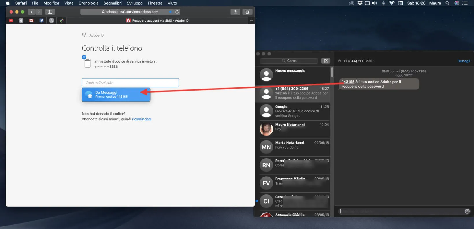 Dieci segreti di macOS Mojave Codice di verifica SMS