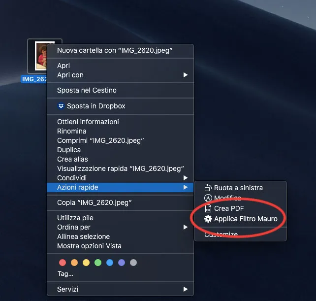 Dieci segreti di macOS Mojave Azioni rapide